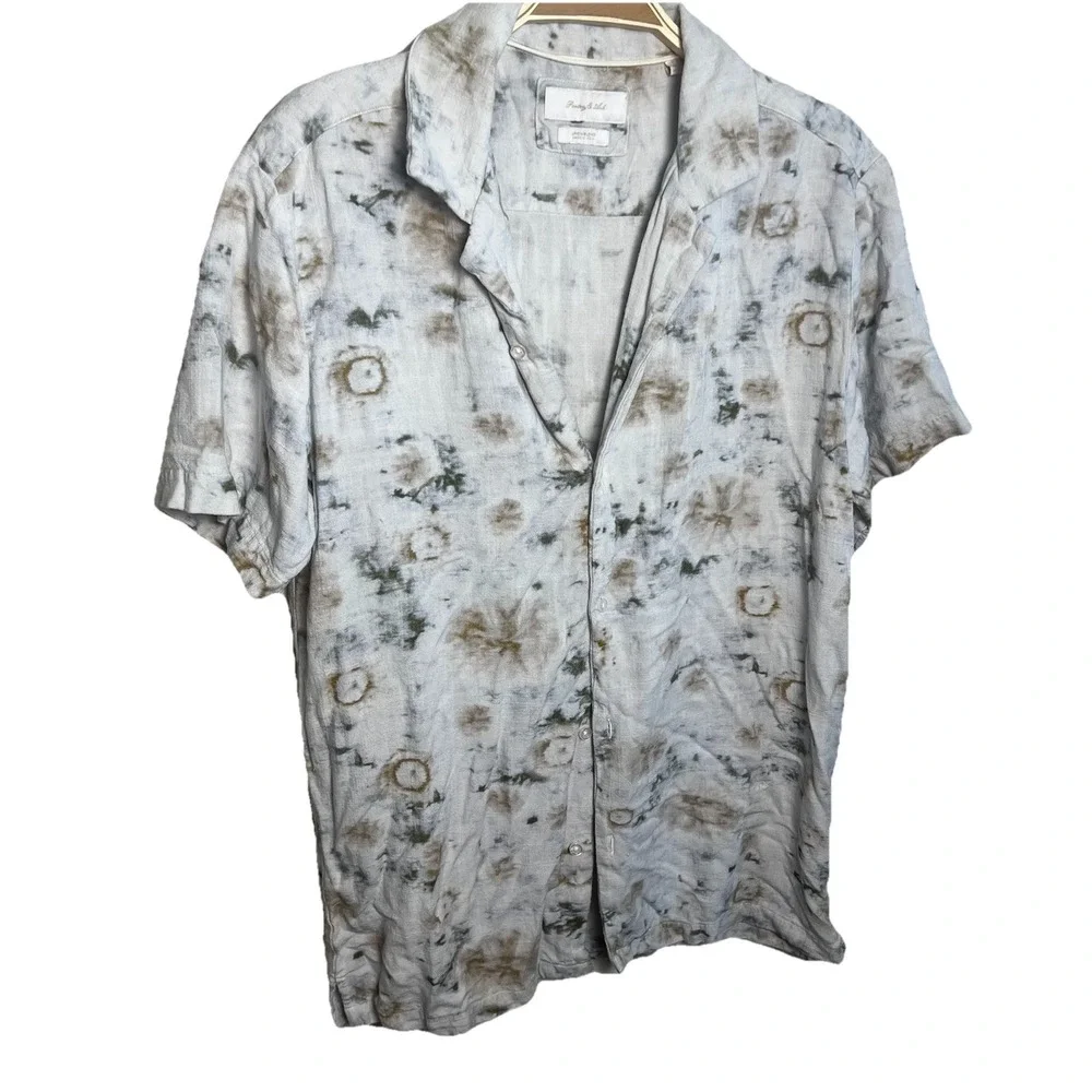 Porter & Ash Shirt Mens Small Linen Blend Toe Dye Button Up Summer Casual Resort